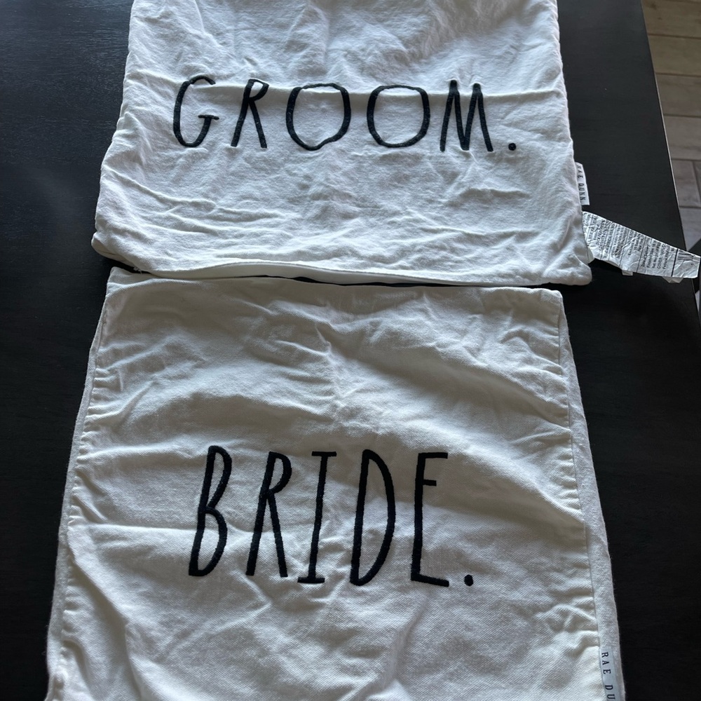 White and Black Wedding Pillow Set
